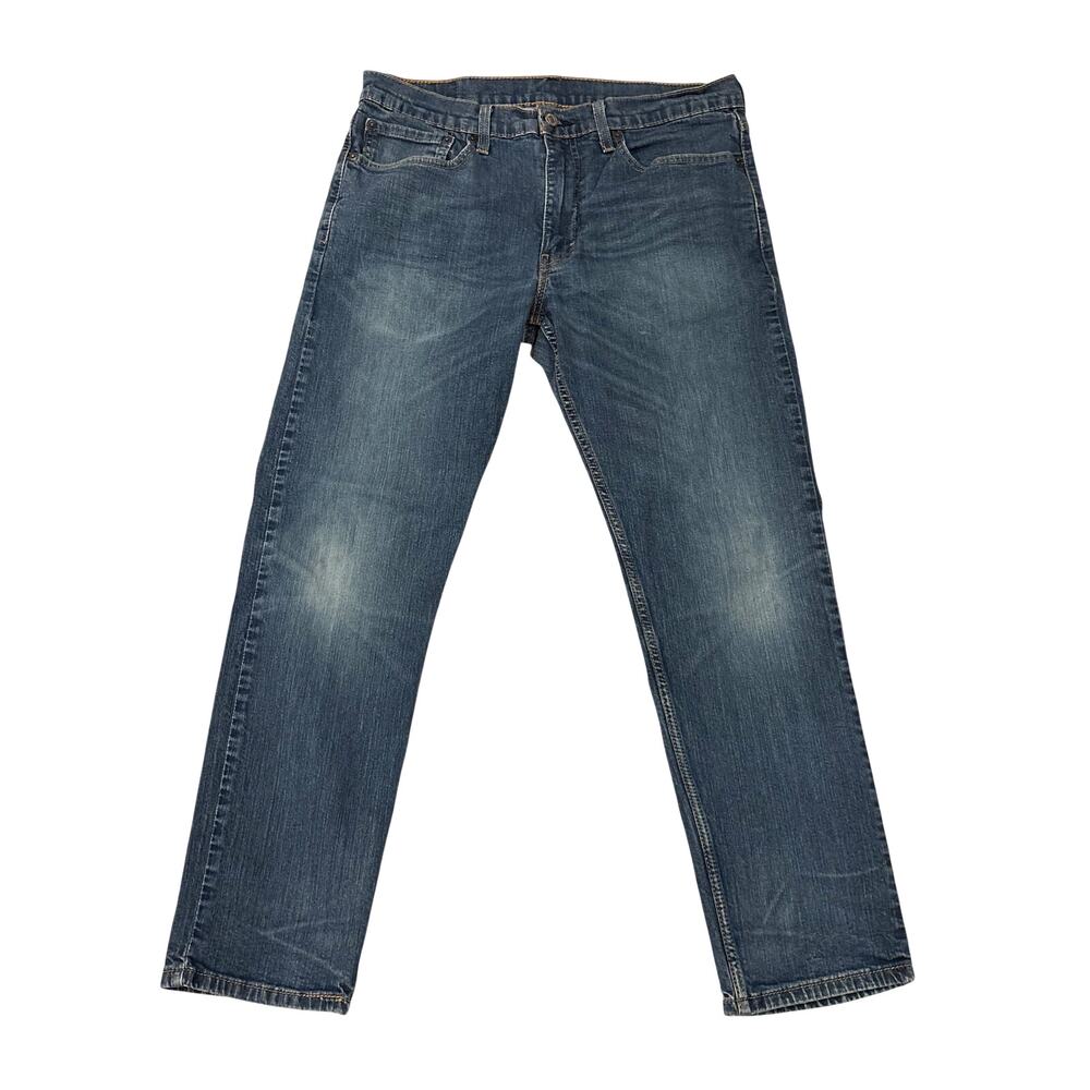Levis 502 Jeans Mens Size 34x30 Blue Tapered Leg Stretch Distressed Denim Casual